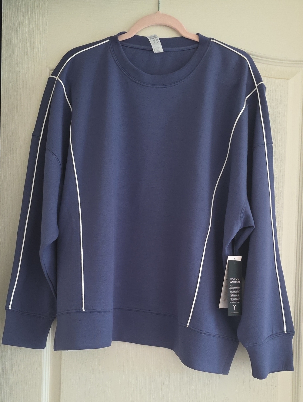 Yogalicious Navy Crewneck Sweatshirt with White Piping